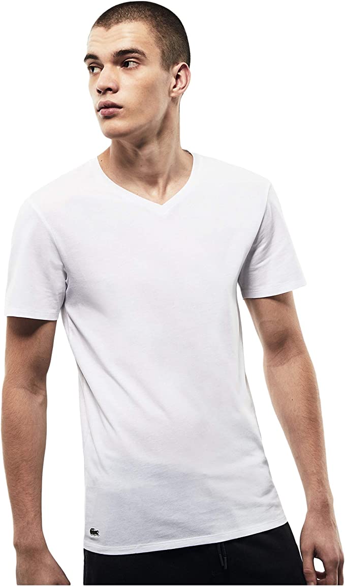 Lacoste Men's Essentials Slim Fit V-Neck T-Shirt, 3-Pack