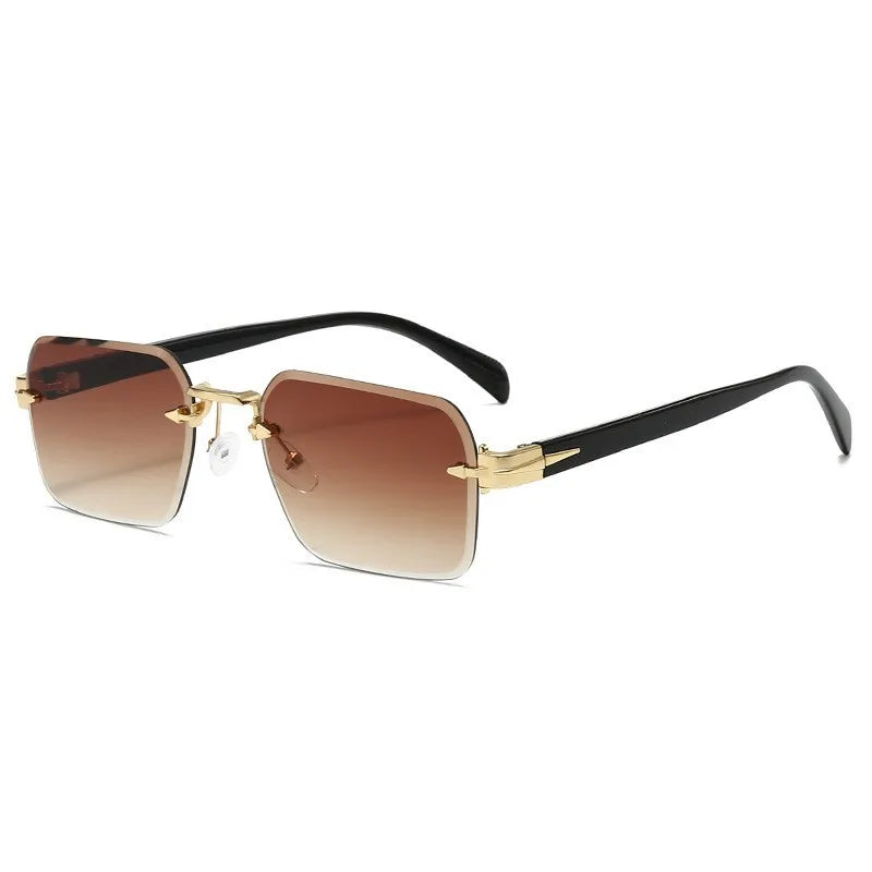 Luxury Rimless Gradient Sunglasses UV400 Metal Frame Designer Eyewear