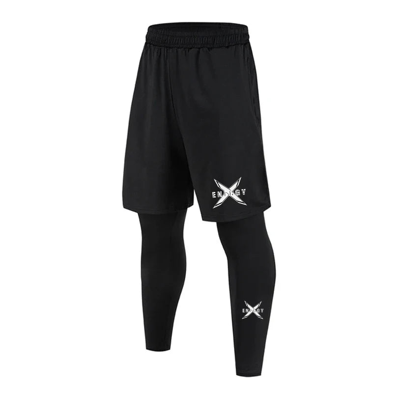 Quick-Dry Running Shorts & Compression Tights Set