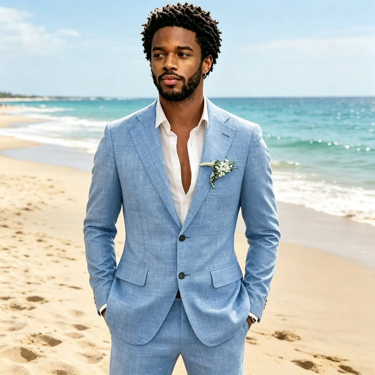 Light Grey Linen Suit — 2-Piece with Trousers