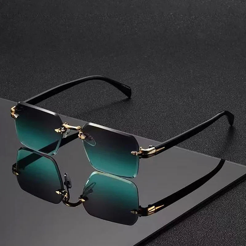 Luxury Rimless Gradient Sunglasses UV400 Metal Frame Designer Eyewear