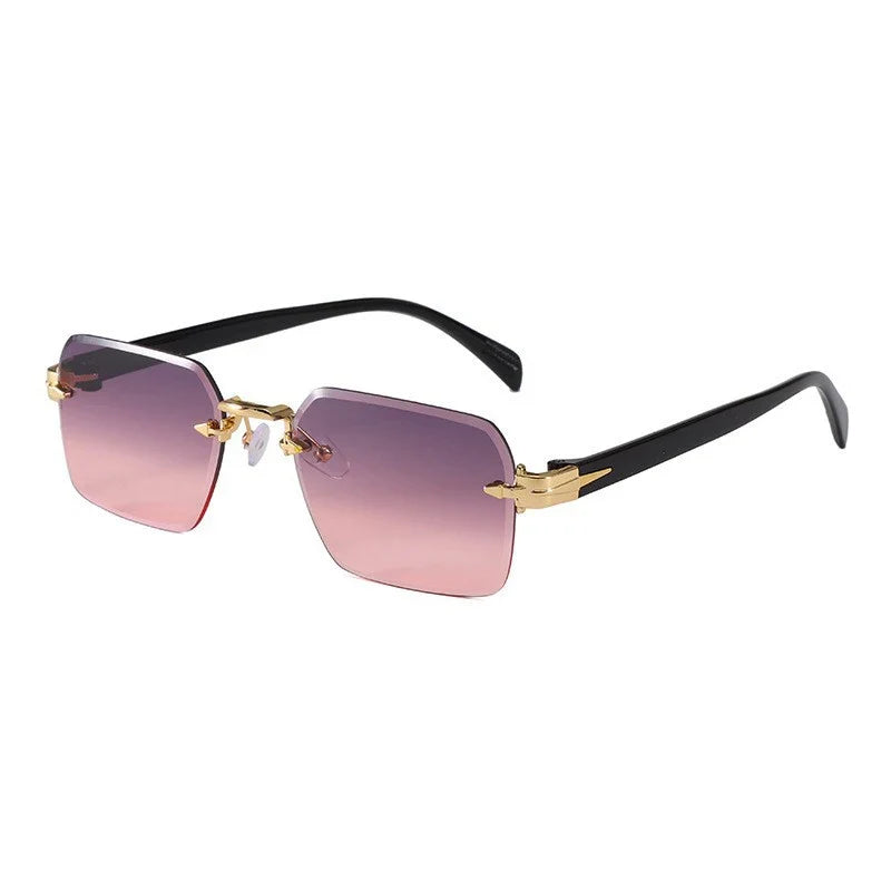 Luxury Rimless Gradient Sunglasses UV400 Metal Frame Designer Eyewear