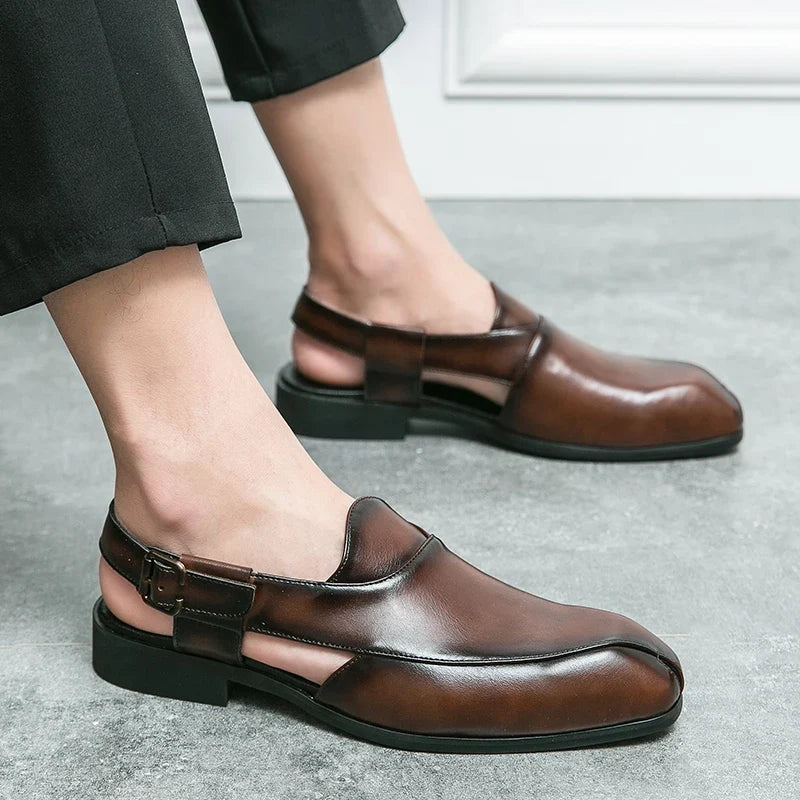Perforated Leather Dress Sandals