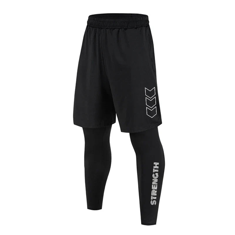 Quick-Dry Running Shorts & Compression Tights Set
