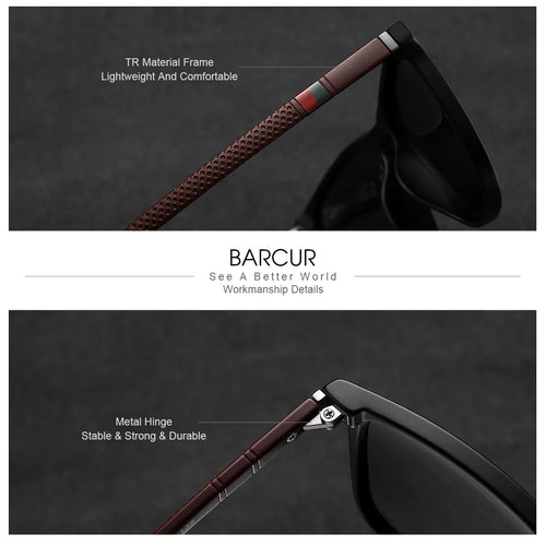 BARCUR Polarized Square Frame Sunglasses for Men and Women – Timeless Fashion UV400 Wave Point Design Casual Style Durable PC Eyewear for Summer Outdoor Driving Travel and Gift Giving