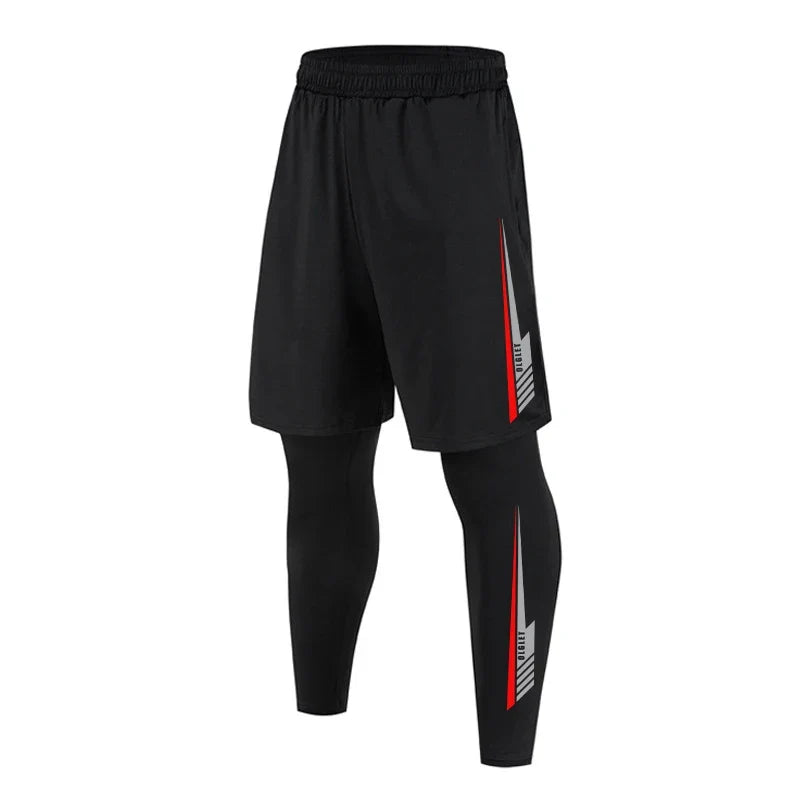 Quick-Dry Running Shorts & Compression Tights Set