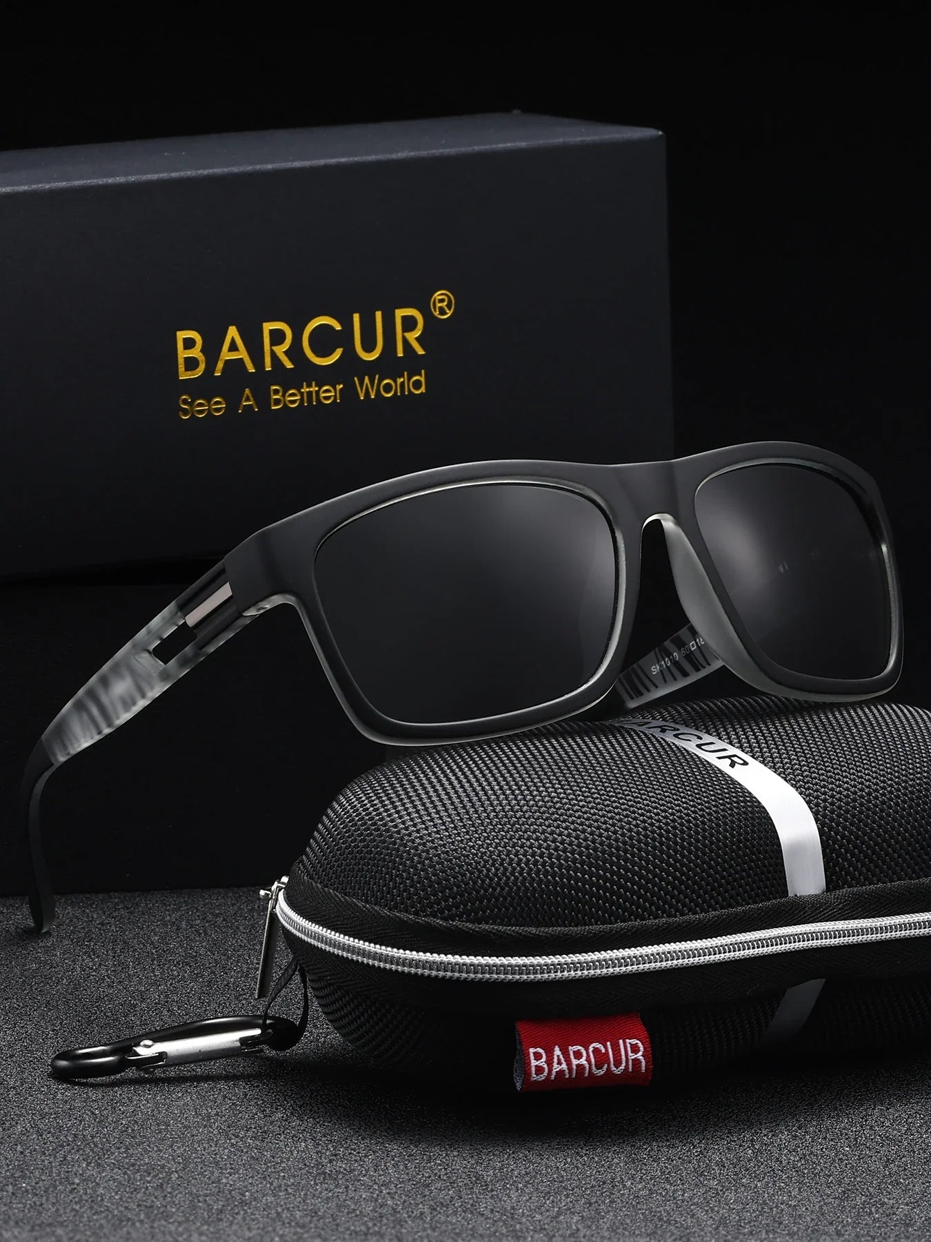 BARCUR Polarized Sport Fashion Sunglasses for Men – UV400 Protection Colorful TAC Coating Anti-Slip Polycarbonate Frame Cycling Fishing Hiking Outdoor Sports Eyewear – Durable Trendy Vintage Rectangular Design
