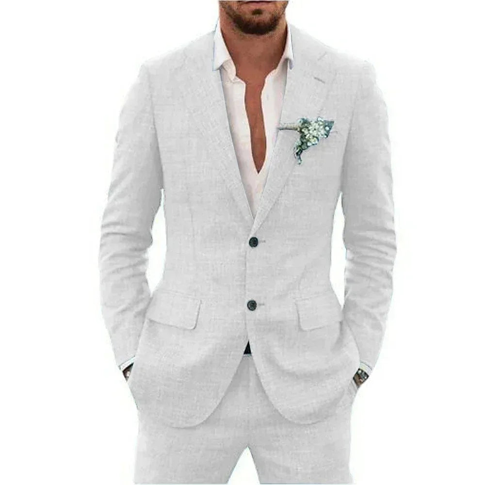 Light Grey Linen Suit — 2-Piece with Trousers