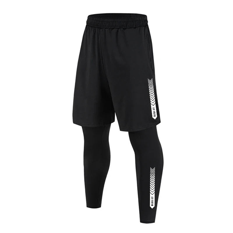 Quick-Dry Running Shorts & Compression Tights Set