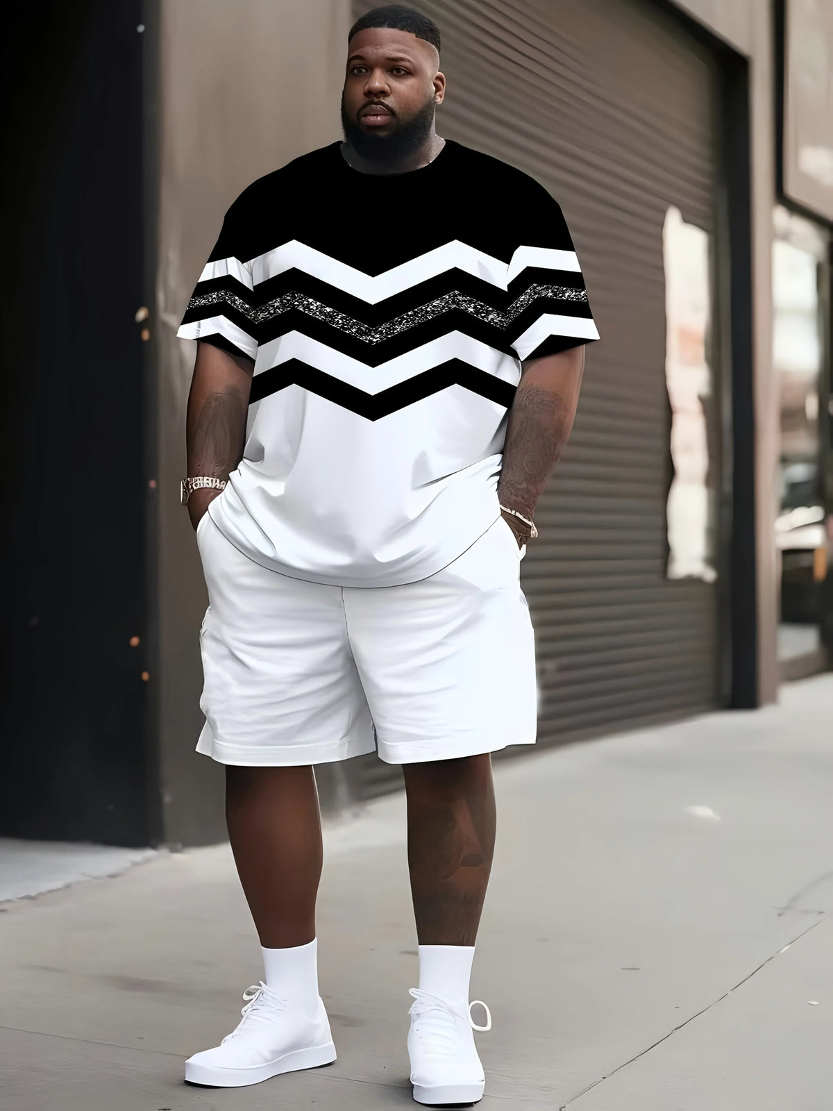 3D Print Tee & Drawstring Shorts Set