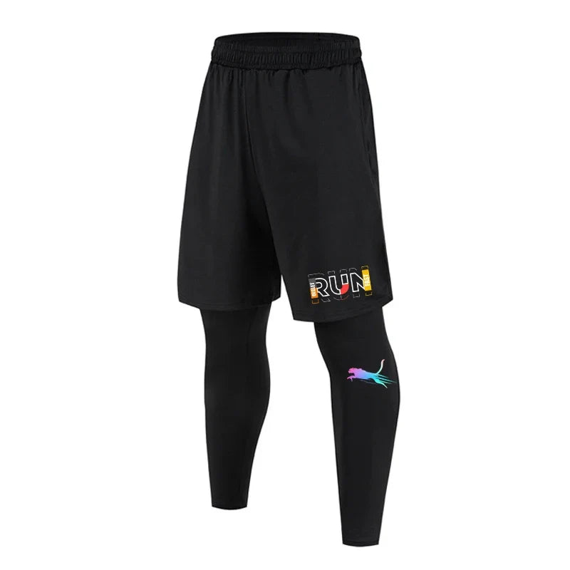 Quick-Dry Running Shorts & Compression Tights Set