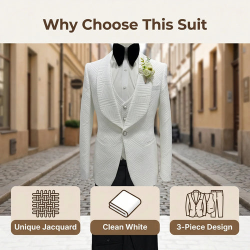 24H Ship Wedding Suit Set for Groom 3 Pieces Men's Fashion Suits One