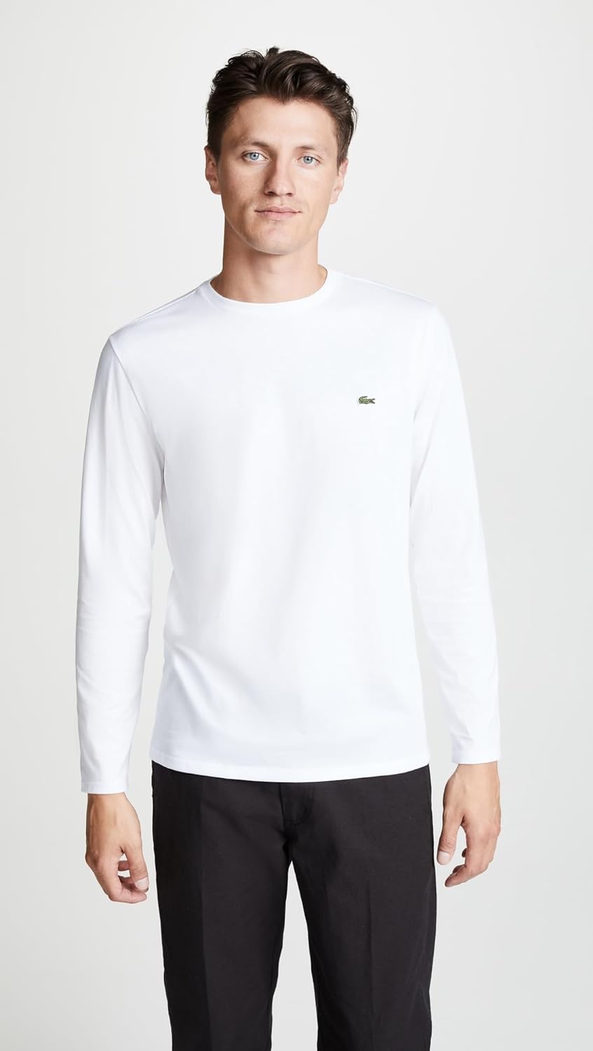 Lacoste Men's Long Sleeve Jersey Pima Regular Fit Crewneck T-Shirt
