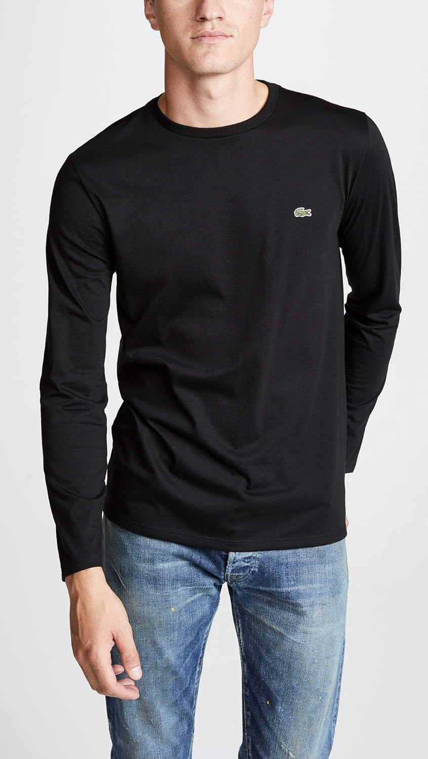 Lacoste Men's Long Sleeve Jersey Pima Regular Fit Crewneck T-Shirt