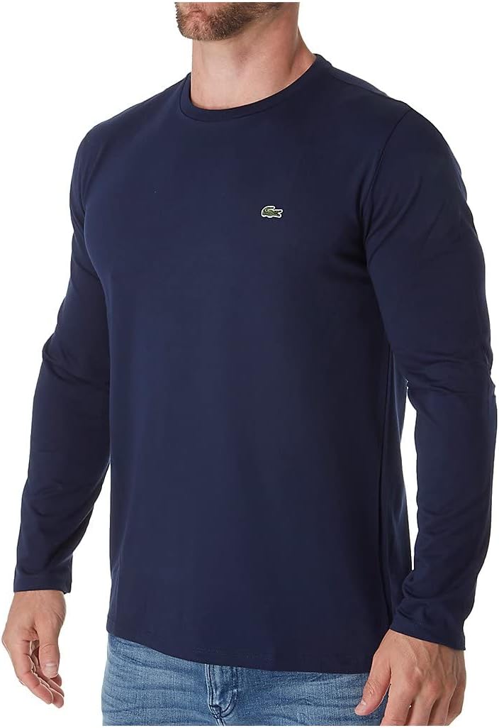 Lacoste Men's Long Sleeve Jersey Pima Regular Fit Crewneck T-Shirt