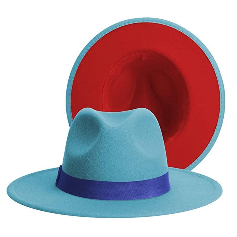 Classic Wide Brim Fedora Hat Men Women Two Colors Fedora Hats Cowboy Hat White Blue Belt Beautiful Design Soft Unisex Party Formal Hat 56-58CM