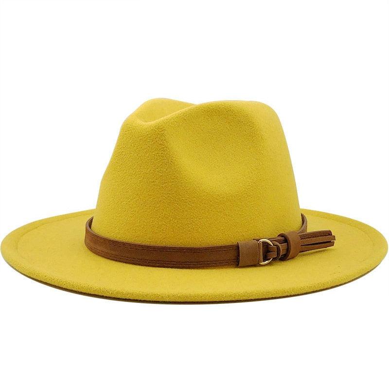 Luxury Fedoras Hats Women Men Fedora Hat Solid Wide Brim Winter Men Hat Autumn Soft Vintage Black Bright Color Cap  UV Protection Wide Brim Men Cap For Safari Beach Golf