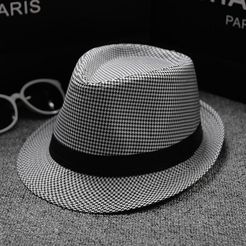 New Spring Summer Retro Men's Hats Fedoras Classic Simple Hat Vintage Short Brim Warm Fedora Hat Belt Design Elegant Summer Sun Hat For Men Summer Accessories UV Protection 58cm