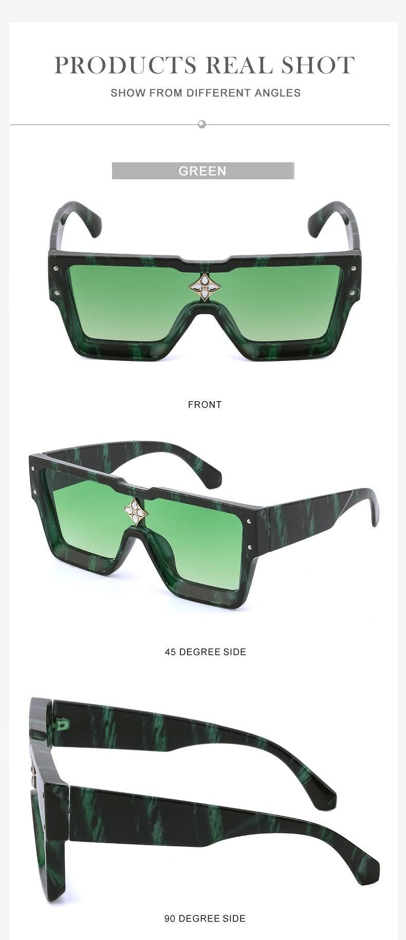 Vintage Oversized Colorful Frame Square Shape Luxury Design Sunglasses For Men Design Sunglasses For Women Oversized Square Sunglasses for Women Men
