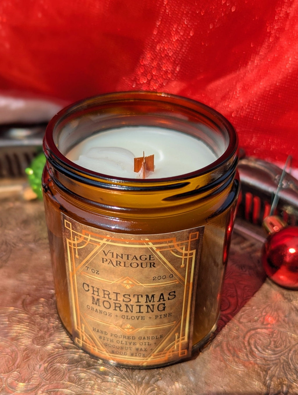Vintage Wooden Wick Candle – Art Deco 1920s Inspired Scented Candle Gift