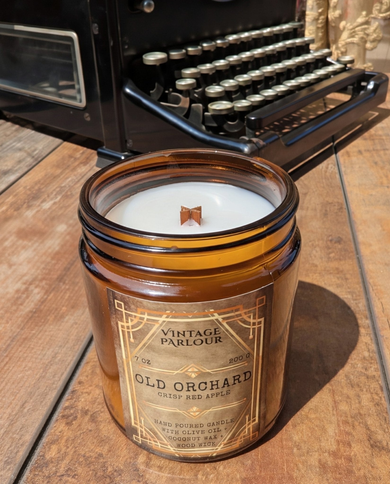 Vintage Wooden Wick Candle – Art Deco 1920s Inspired Scented Candle Gift