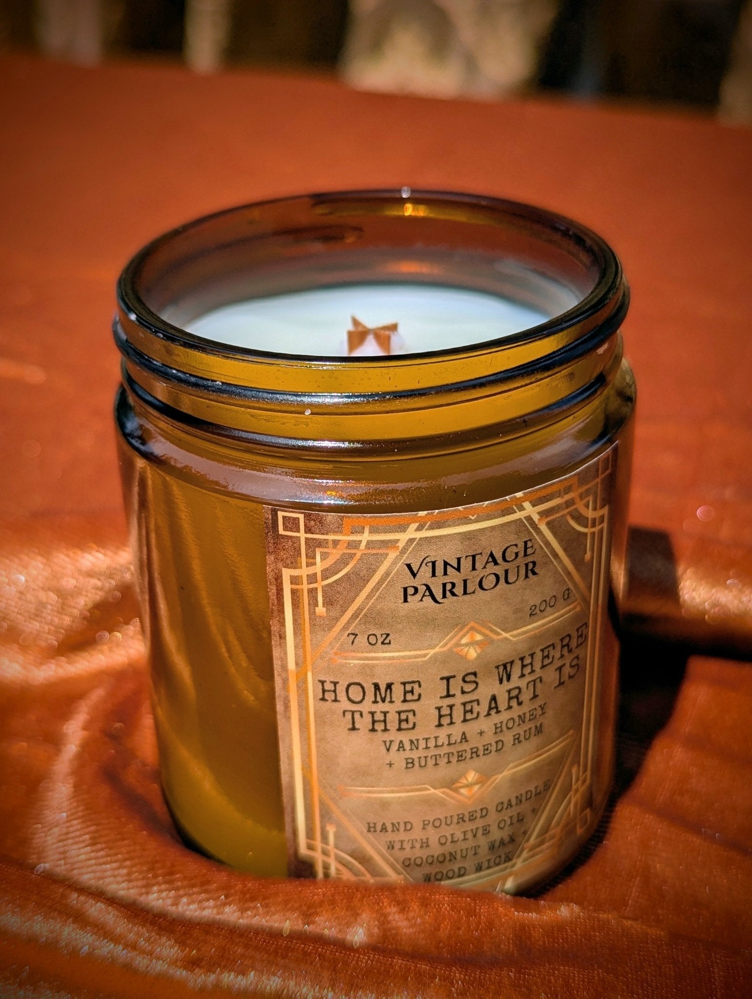 Vintage Wooden Wick Candle – Art Deco 1920s Inspired Scented Candle Gift