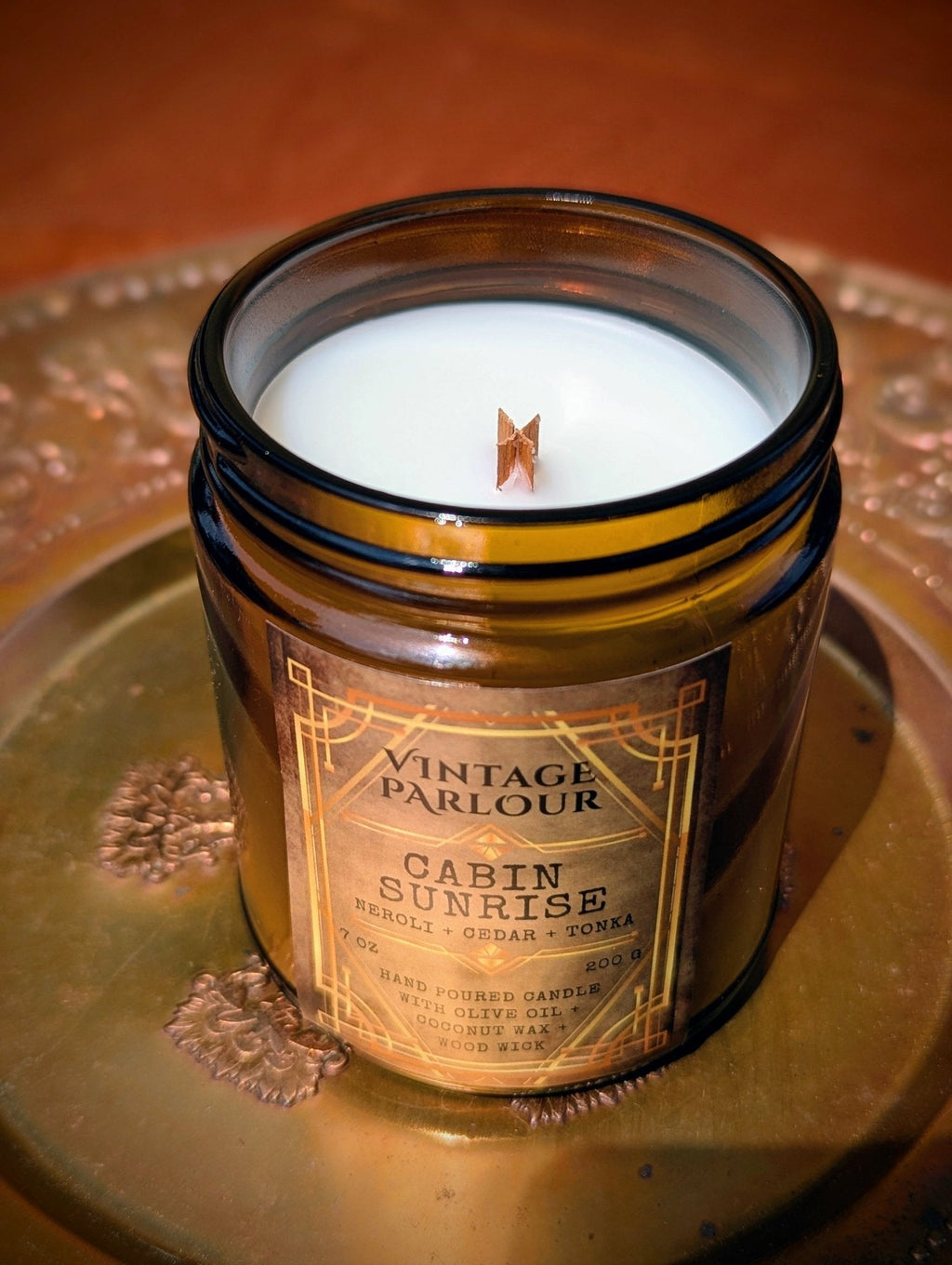 Vintage Wooden Wick Candle – Art Deco 1920s Inspired Scented Candle Gift
