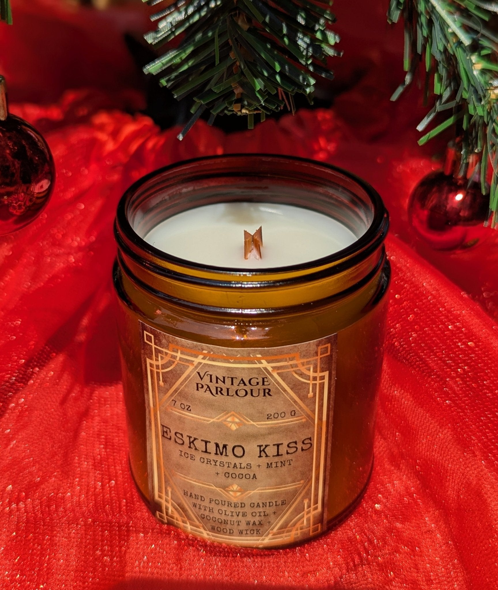 Vintage Wooden Wick Candle – Art Deco 1920s Inspired Scented Candle Gift