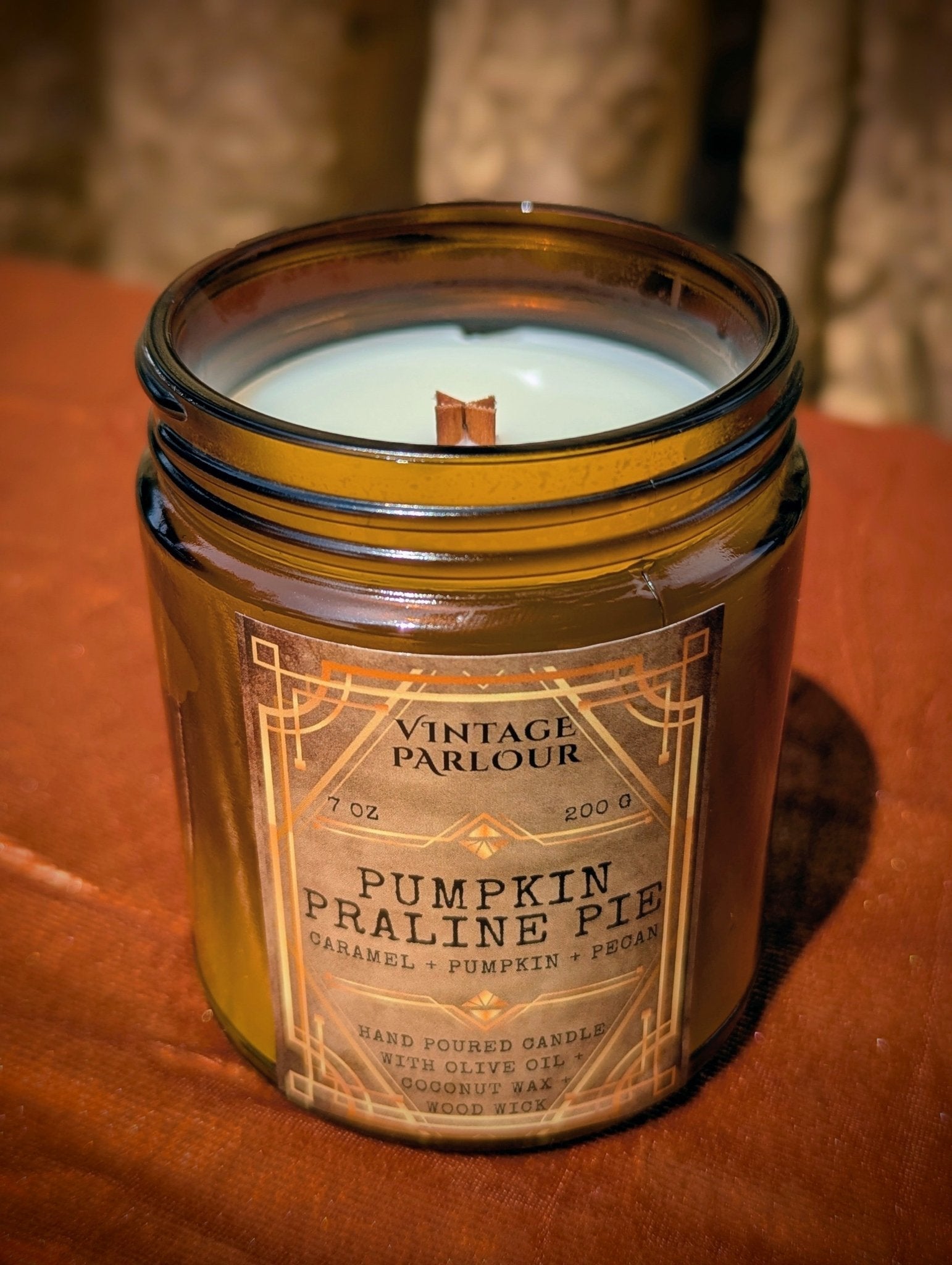 Vintage Wooden Wick Candle – Art Deco 1920s Inspired Scented Candle Gift